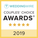 WeddingWire Couples' Choice Awards 2019 logo with five gold stars.