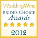 WeddingWire Bride's Choice Awards badge for the year 2012, featuring five gold stars.