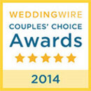 WeddingWire Couples' Choice Awards 2014 plaque with five gold stars.