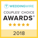 WeddingWire Couples' Choice Awards 2018 logo with five gold stars.